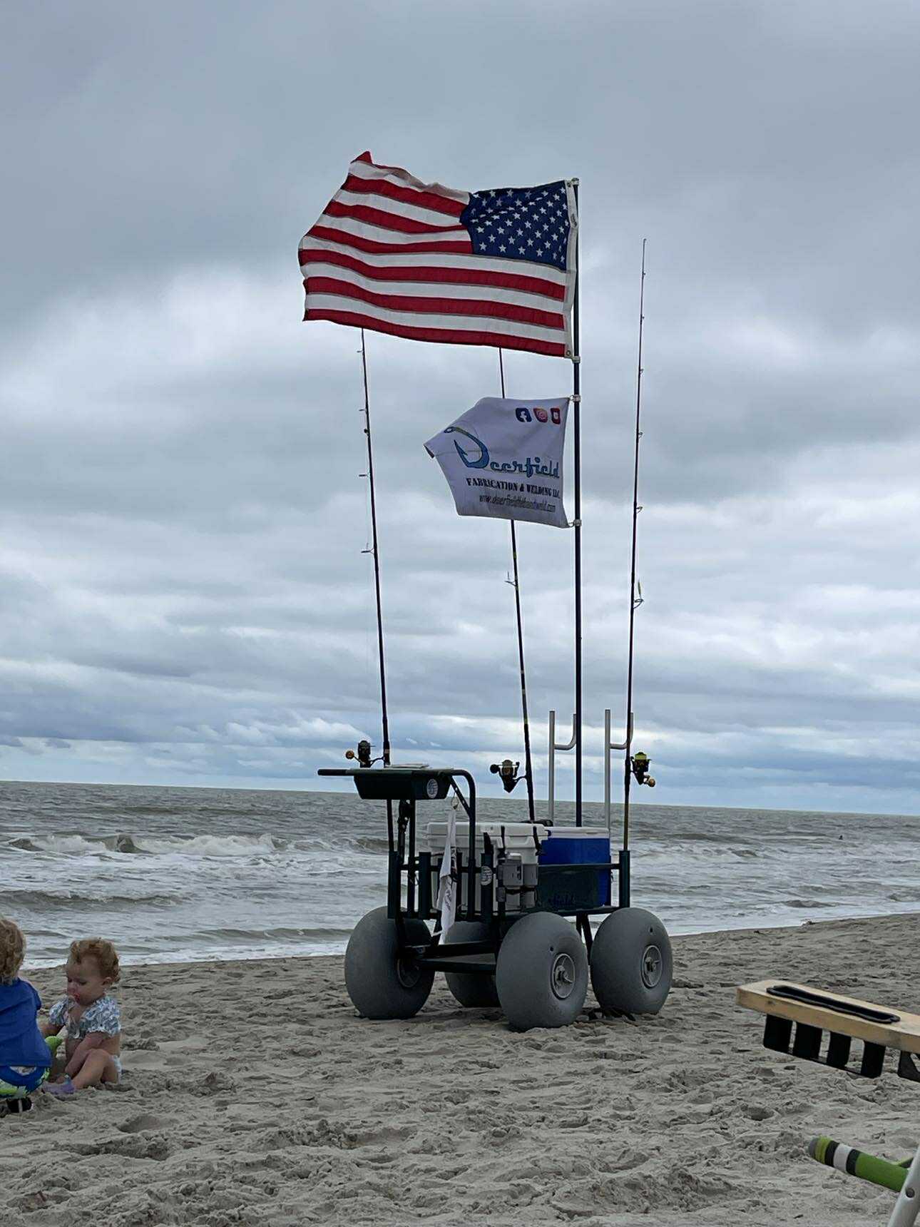 cpi designs reels on wheels jr fishing cart Beach It features a galvanized steel frame with a black powder Angler's Fish-n-Mate #105 Jr. Fishing