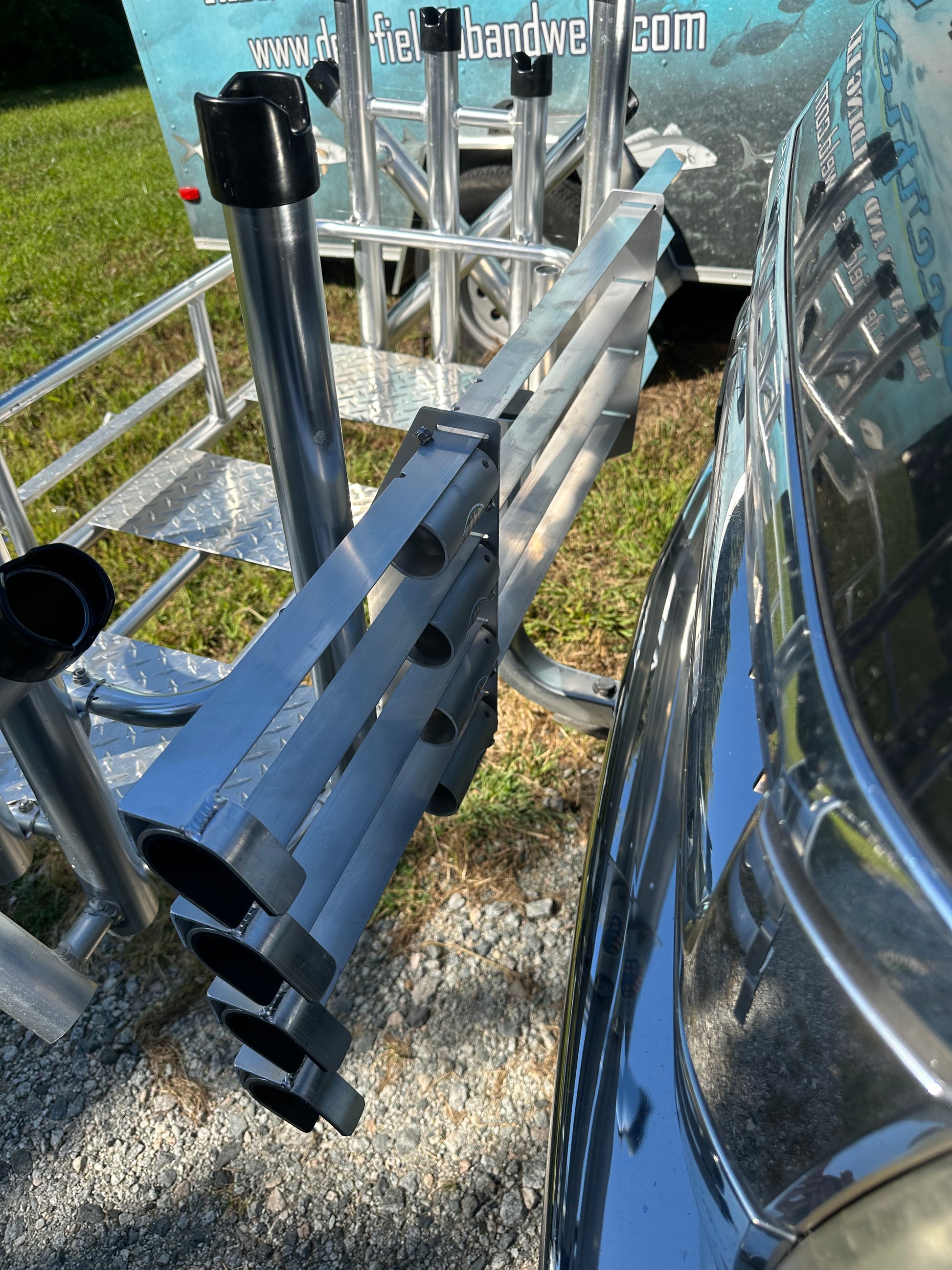 beash fishing rod holders Rod Rack 4 Spike Holder – Deerfield Fabrication & Welding